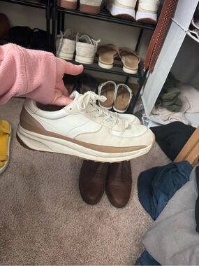 Women's Cream and Tan Lightweight Platform Sneakers